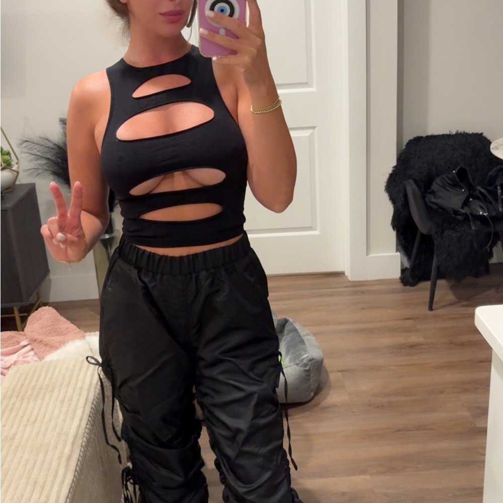 Fashion Nova Black Cut-Out Jumpsuit